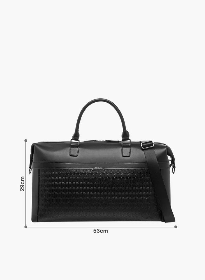 DUCHINI Monogram Embossed Duffle Bag With Zip Closure And Detachable Strap